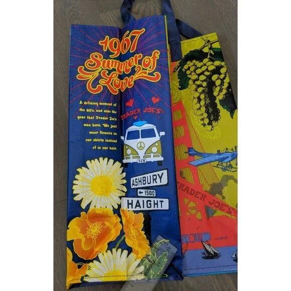 2 Trader Joe's Reusable Shopping Grocery Bags Lot San Francisco California - Picture 7 of 7